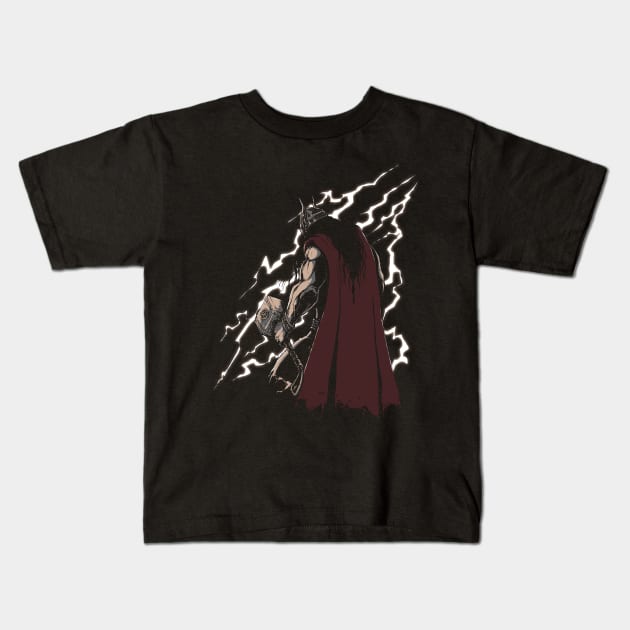 Thunder God Kids T-Shirt by pigboom